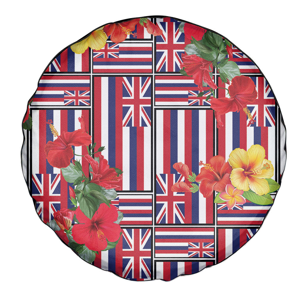 Hawaii Hibiscus Lei Spare Tire Cover Hawaiian Flag Motif LT9 - Polynesian Pride