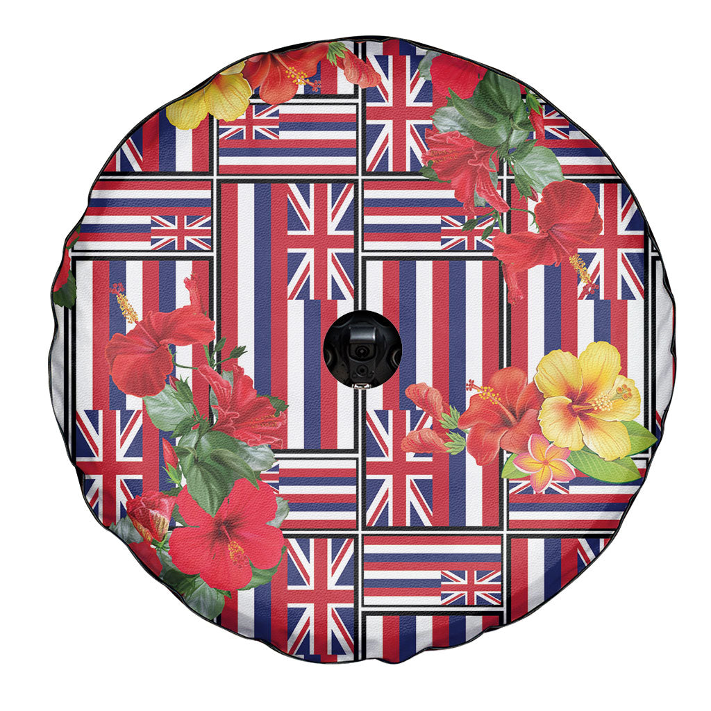 Hawaii Hibiscus Lei Spare Tire Cover Hawaiian Flag Motif LT9 - Polynesian Pride