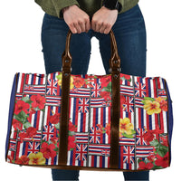 Hawaii Hibiscus Lei Travel Bag Hawaiian Flag Motif LT9 Red - Polynesian Pride