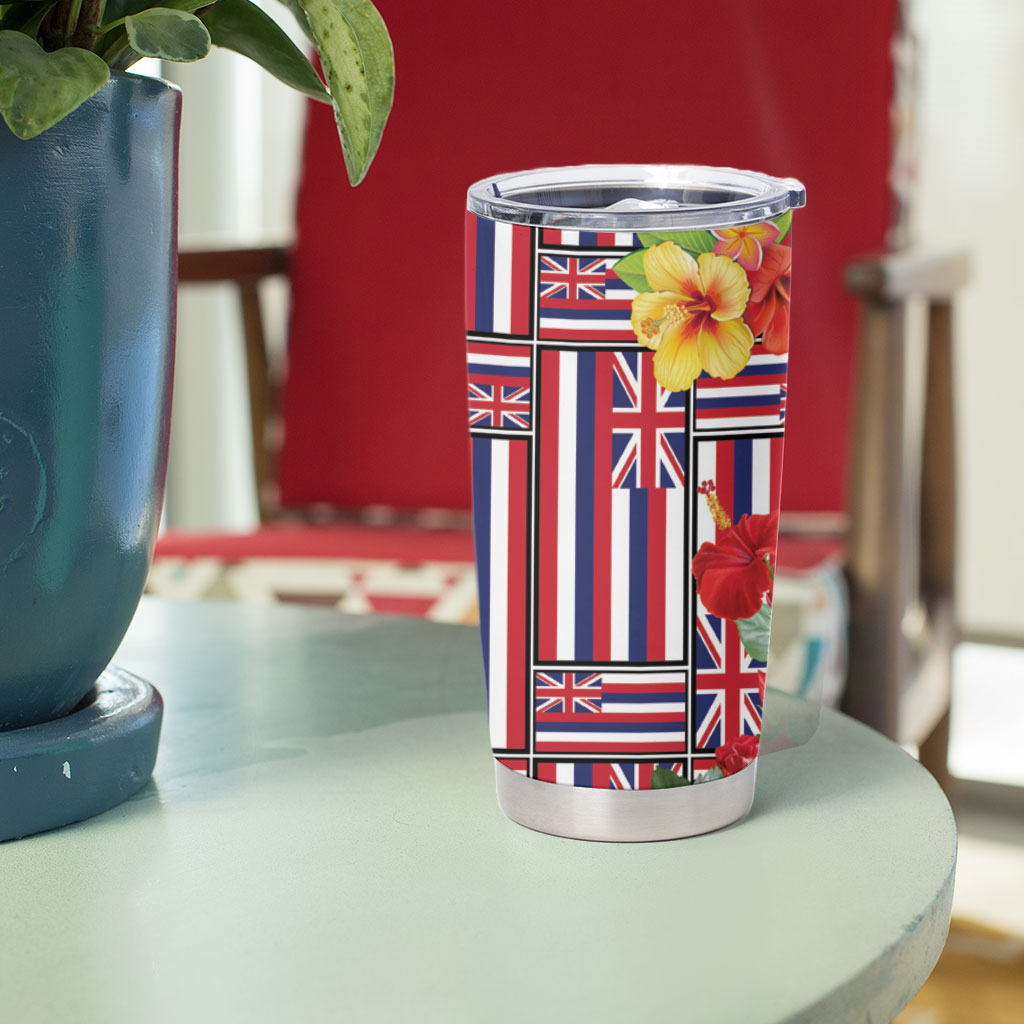 Hawaii Hibiscus Lei Tumbler Cup Hawaiian Flag Motif