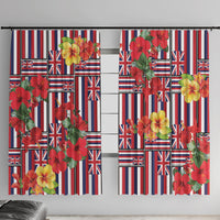 Hawaii Hibiscus Lei Window Curtain Hawaiian Flag Motif LT9 With Hooks Red - Polynesian Pride
