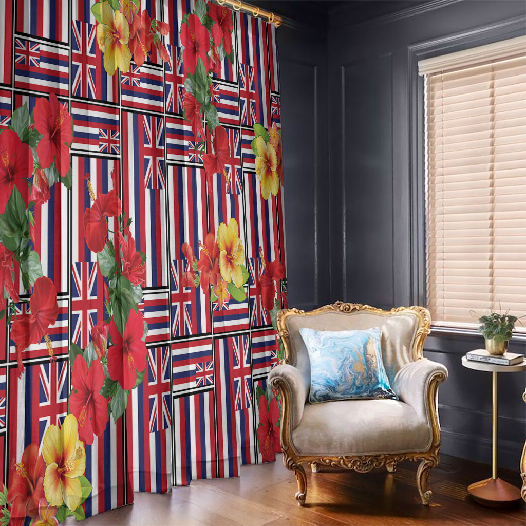 Hawaii Hibiscus Lei Window Curtain Hawaiian Flag Motif LT9 - Polynesian Pride