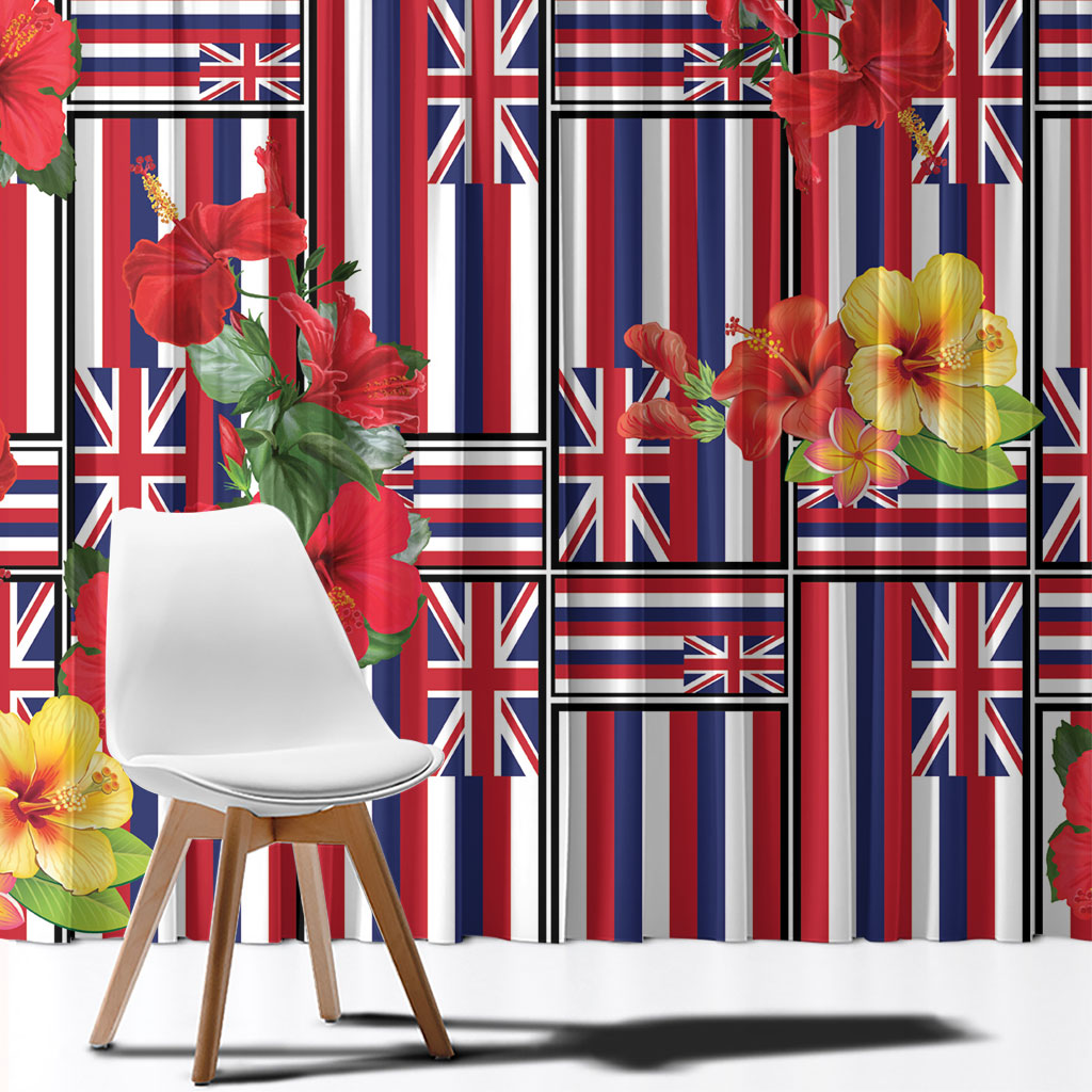 Hawaii Hibiscus Lei Window Curtain Hawaiian Flag Motif LT9 - Polynesian Pride