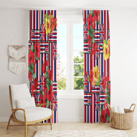 Hawaii Hibiscus Lei Window Curtain Hawaiian Flag Motif LT9 - Polynesian Pride