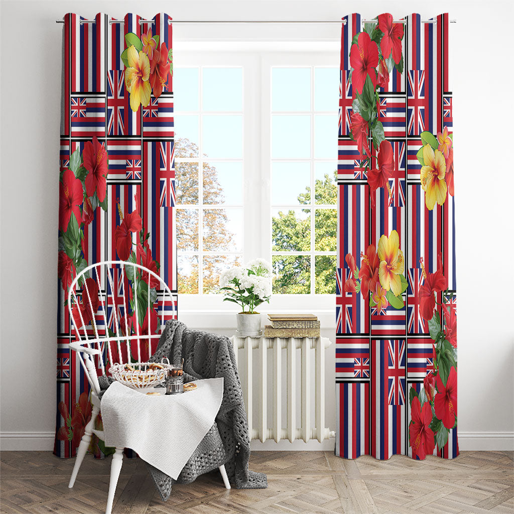 Hawaii Hibiscus Lei Window Curtain Hawaiian Flag Motif LT9 - Polynesian Pride