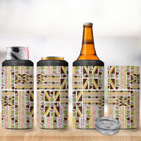 Hawaii Lokelani Pikake Lei 4 in 1 Can Cooler Tumbler Hawaiian Flag Motif LT9 - Polynesian Pride
