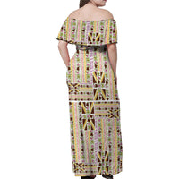 Hawaii Lokelani Pikake Lei Family Matching Off Shoulder Maxi Dress and Hawaiian Shirt Hawaiian Flag Motif LT9 - Polynesian Pride