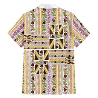 Hawaii Lokelani Pikake Lei Family Matching Off Shoulder Short Dress and Hawaiian Shirt Hawaiian Flag Motif LT9 - Polynesian Pride