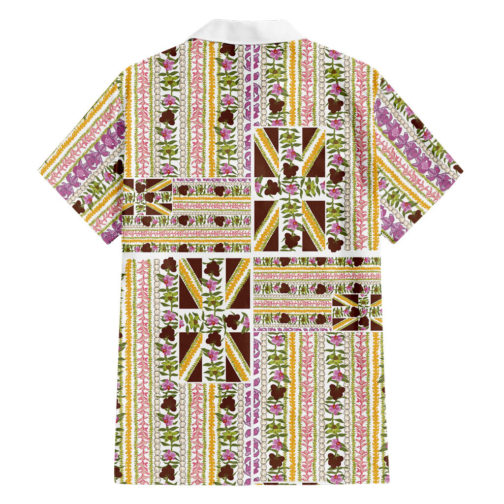 Hawaii Lokelani Pikake Lei Family Matching Summer Maxi Dress and Hawaiian Shirt Hawaiian Flag Motif LT9 - Polynesian Pride