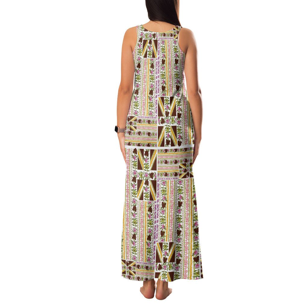Hawaii Lokelani Pikake Lei Family Matching Tank Maxi Dress and Hawaiian Shirt Hawaiian Flag Motif LT9 - Polynesian Pride