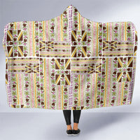 Hawaii Lokelani Pikake Lei Hooded Blanket Hawaiian Flag Motif