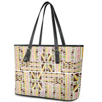 Hawaii Lokelani Pikake Lei Leather Tote Bag Hawaiian Flag Motif