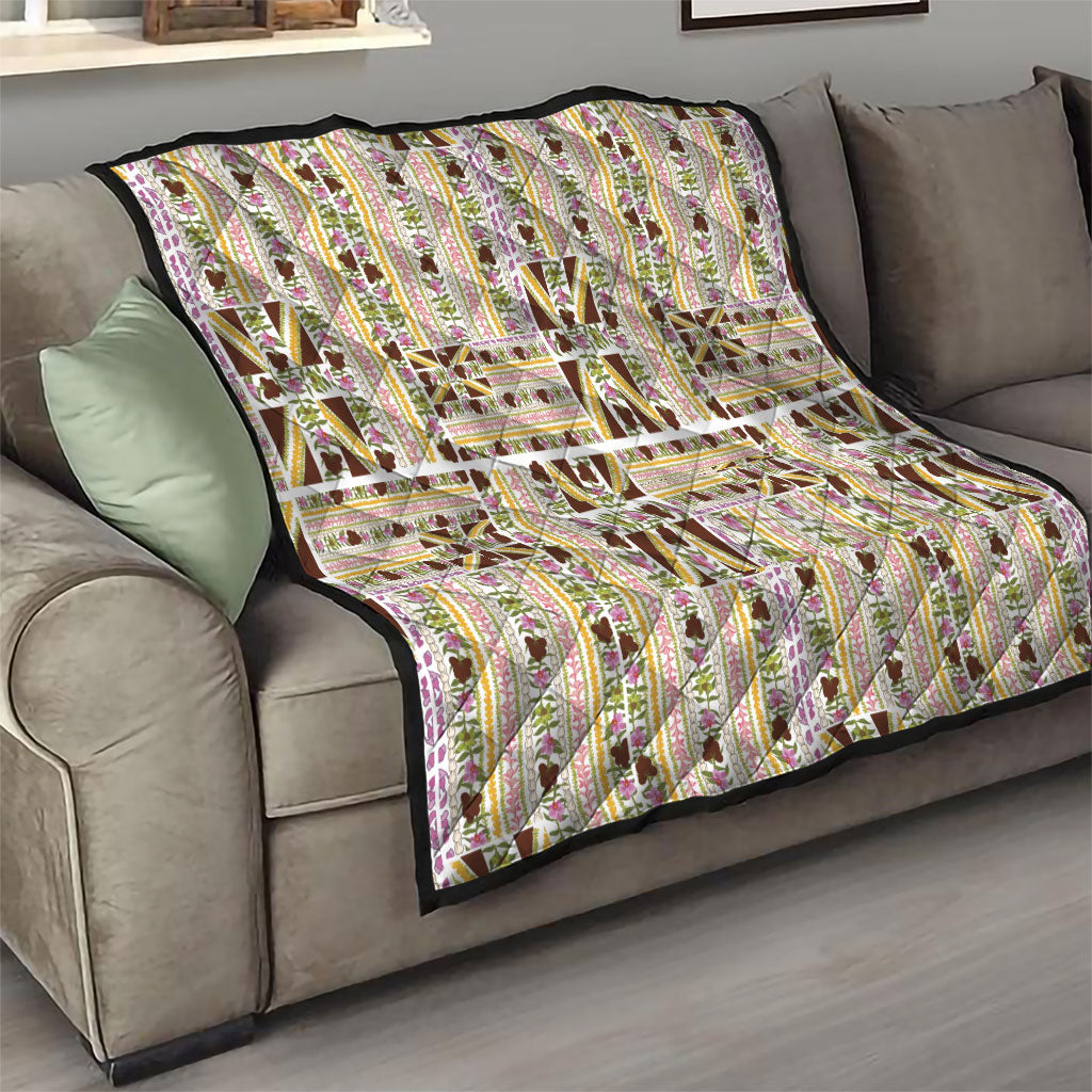 Hawaii Lokelani Pikake Lei Quilt Hawaiian Flag Motif