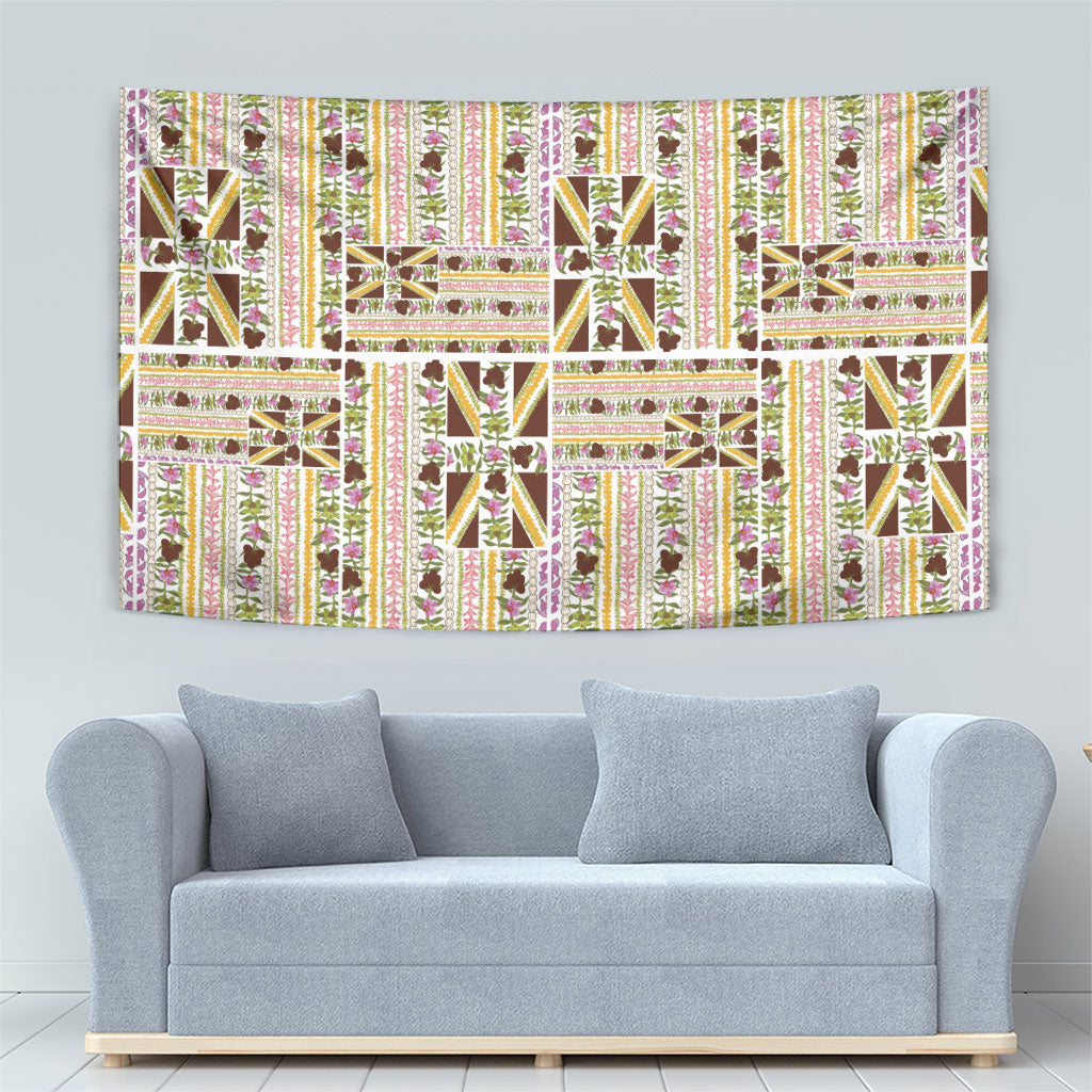 Hawaii Lokelani Pikake Lei Tapestry Hawaiian Flag Motif LT9 - Polynesian Pride