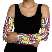 Hawaii Plumeria Lei Arm Sleeves Hawaiian Flag Motif
