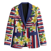 Hawaii Plumeria Lei Blazer Hawaiian Flag Motif LT9 Unisex Red - Polynesian Pride