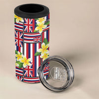 Hawaii Plumeria Lei 4 in 1 Can Cooler Tumbler Hawaiian Flag Motif LT9 - Polynesian Pride