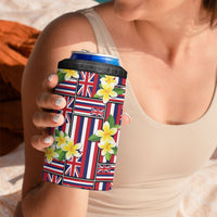 Hawaii Plumeria Lei 4 in 1 Can Cooler Tumbler Hawaiian Flag Motif LT9 - Polynesian Pride