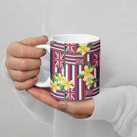 Hawaii Plumeria Lei Ceramic Mug Hawaiian Flag Motif
