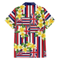 Hawaii Plumeria Lei Family Matching Off The Shoulder Long Sleeve Dress and Hawaiian Shirt Hawaiian Flag Motif LT9 - Polynesian Pride