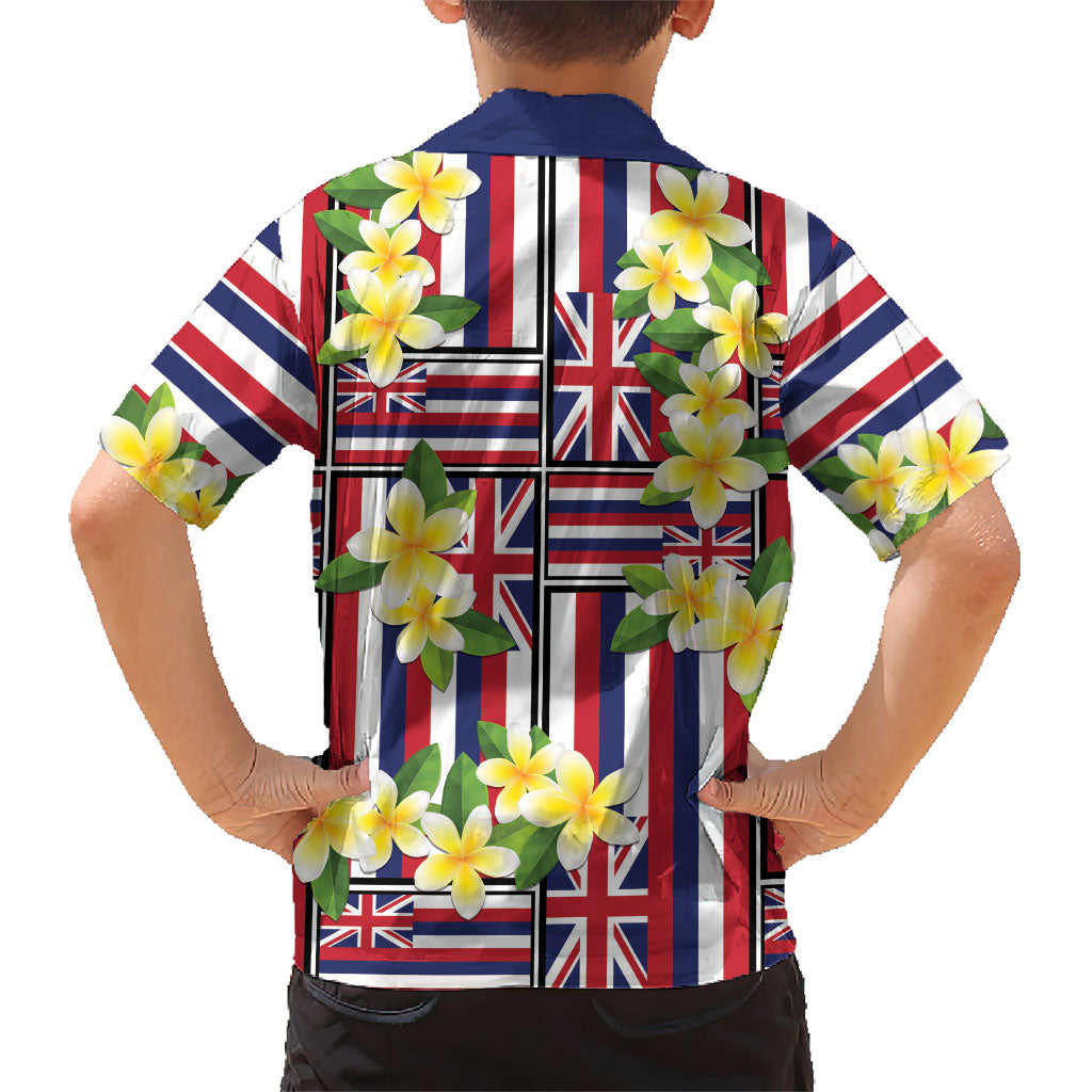 Hawaii Plumeria Lei Family Matching Off Shoulder Maxi Dress and Hawaiian Shirt Hawaiian Flag Motif LT9 - Polynesian Pride