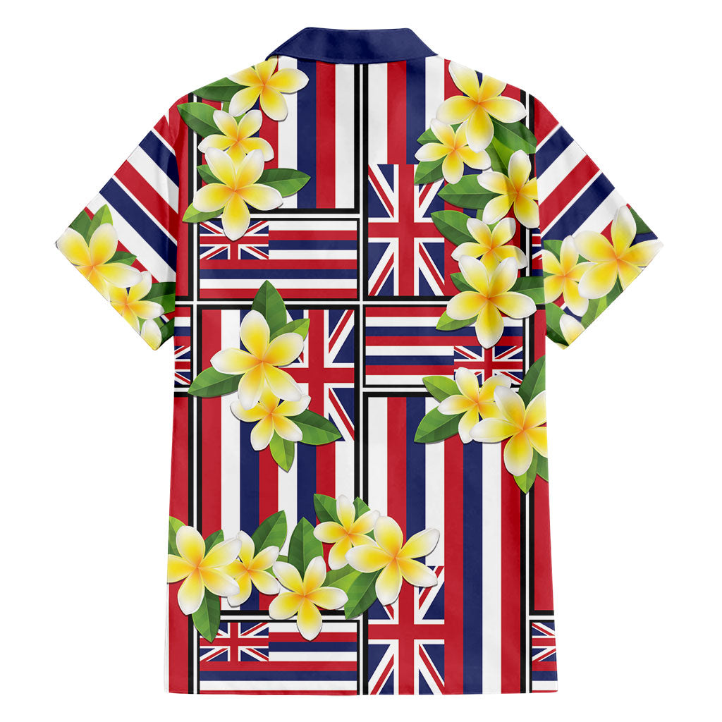 Hawaii Plumeria Lei Family Matching Off Shoulder Short Dress and Hawaiian Shirt Hawaiian Flag Motif LT9 - Polynesian Pride