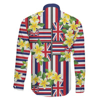 Hawaii Plumeria Lei Family Matching Off Shoulder Short Dress and Hawaiian Shirt Hawaiian Flag Motif LT9 - Polynesian Pride