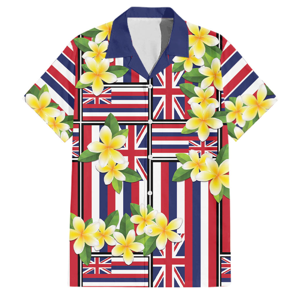 Hawaii Plumeria Lei Family Matching Summer Maxi Dress and Hawaiian Shirt Hawaiian Flag Motif LT9 Dad's Shirt - Short Sleeve Red - Polynesian Pride
