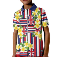 Hawaii Plumeria Lei Kid Polo Shirt Hawaiian Flag Motif