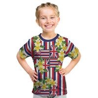 Hawaii Plumeria Lei Kid T Shirt Hawaiian Flag Motif LT9 Red - Polynesian Pride