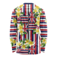 Hawaii Plumeria Lei Long Sleeve Shirt Hawaiian Flag Motif