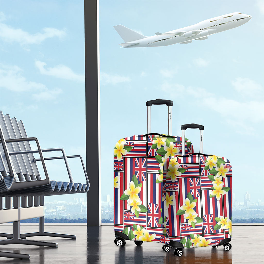 Hawaii Plumeria Lei Luggage Cover Hawaiian Flag Motif