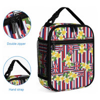 Hawaii Plumeria Lei Lunch Bag Hawaiian Flag Motif LT9 - Polynesian Pride
