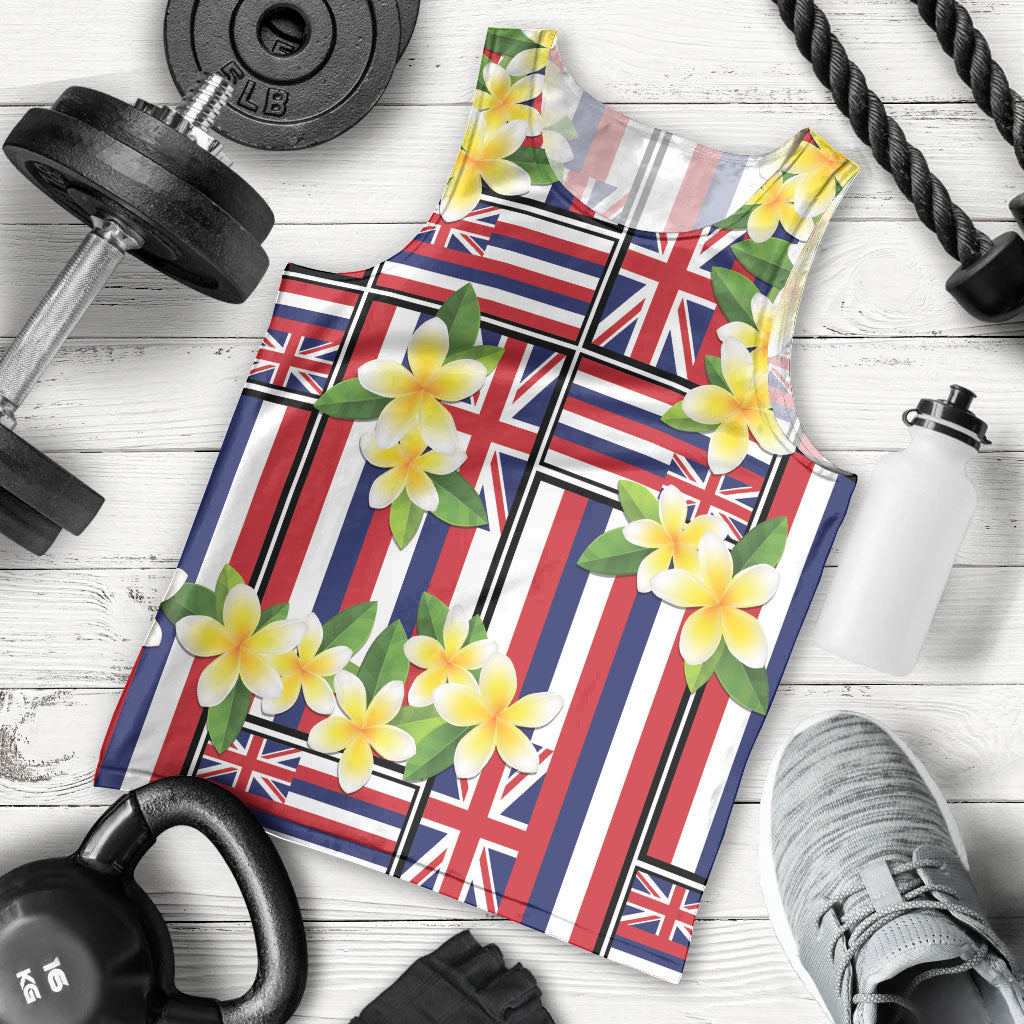 Hawaii Plumeria Lei Men Tank Top Hawaiian Flag Motif