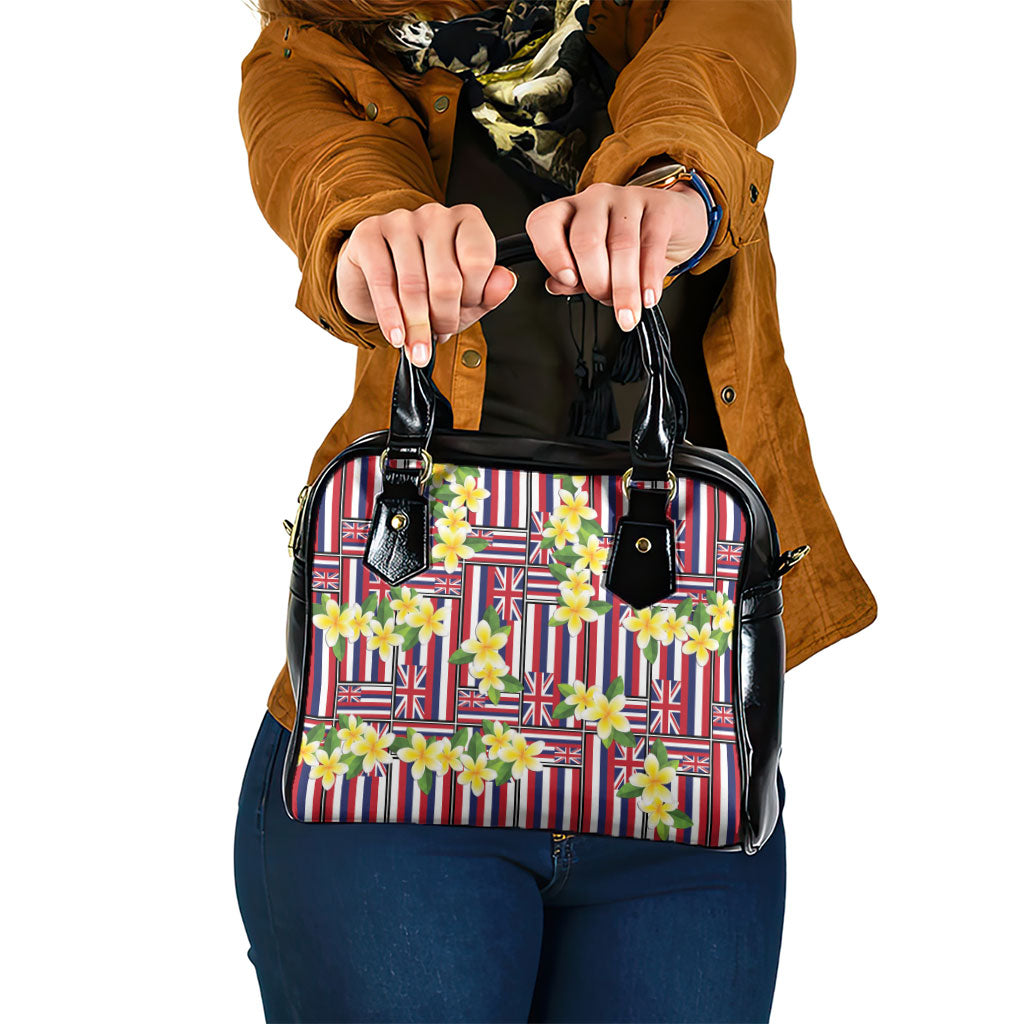 Hawaii Plumeria Lei Shoulder Handbag Hawaiian Flag Motif