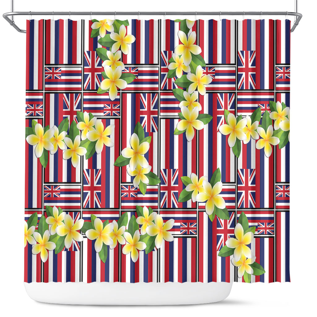 Hawaii Plumeria Lei Shower Curtain Hawaiian Flag Motif LT9 Red - Polynesian Pride