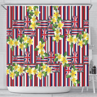 Hawaii Plumeria Lei Shower Curtain Hawaiian Flag Motif LT9 - Polynesian Pride