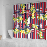 Hawaii Plumeria Lei Shower Curtain Hawaiian Flag Motif LT9 - Polynesian Pride