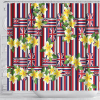Hawaii Plumeria Lei Shower Curtain Hawaiian Flag Motif LT9 - Polynesian Pride