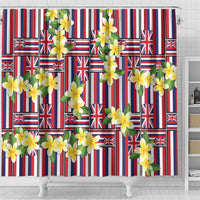 Hawaii Plumeria Lei Shower Curtain Hawaiian Flag Motif LT9 - Polynesian Pride