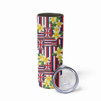 Hawaii Plumeria Lei Skinny Tumbler Hawaiian Flag Motif LT9 - Polynesian Pride