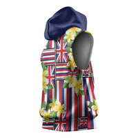 Hawaii Plumeria Lei Sleeveless Hoodie Hawaiian Flag Motif