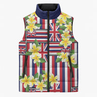 Hawaii Plumeria Lei Sleeveless Puffer Jacket Hawaiian Flag Motif LT9 Unisex Red - Polynesian Pride