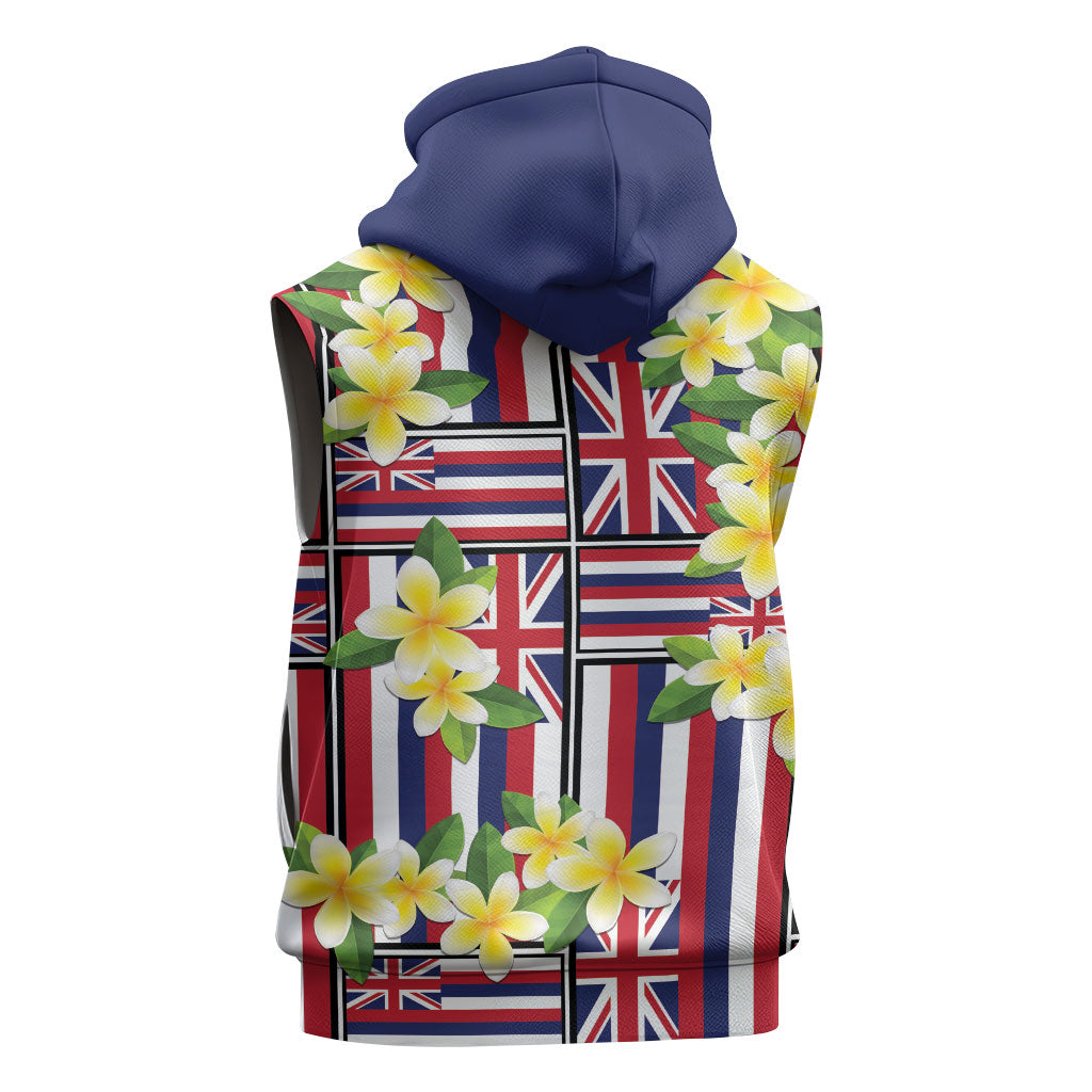 Hawaii Plumeria Lei Sleeveless Zip Hoodie Hawaiian Flag Motif