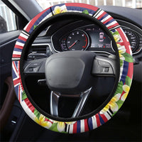 Hawaii Plumeria Lei Steering Wheel Cover Hawaiian Flag Motif LT9 - Polynesian Pride