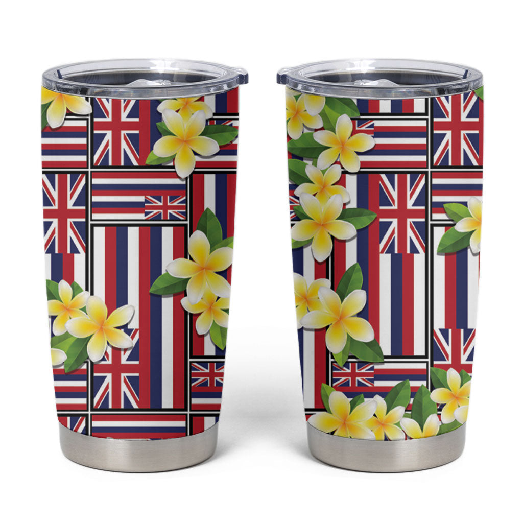 Hawaii Plumeria Lei Tumbler Cup Hawaiian Flag Motif LT9 Red - Polynesian Pride