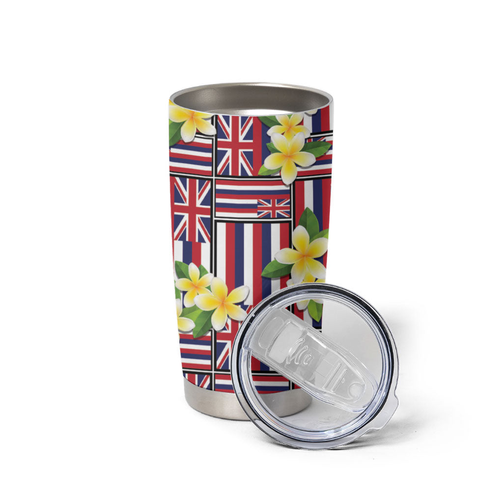 Hawaii Plumeria Lei Tumbler Cup Hawaiian Flag Motif LT9 - Polynesian Pride
