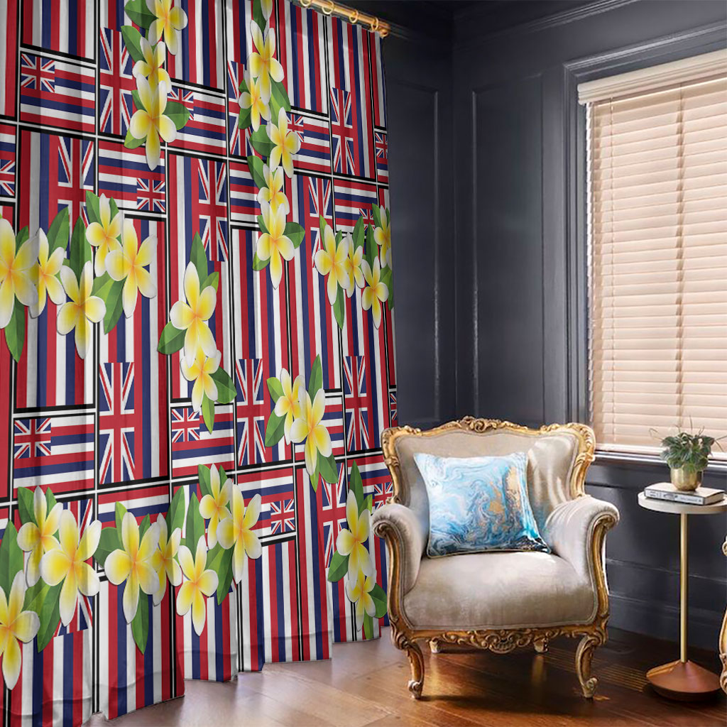 Hawaii Plumeria Lei Window Curtain Hawaiian Flag Motif