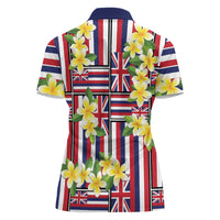 Hawaii Plumeria Lei Women Polo Shirt Hawaiian Flag Motif LT9 - Polynesian Pride
