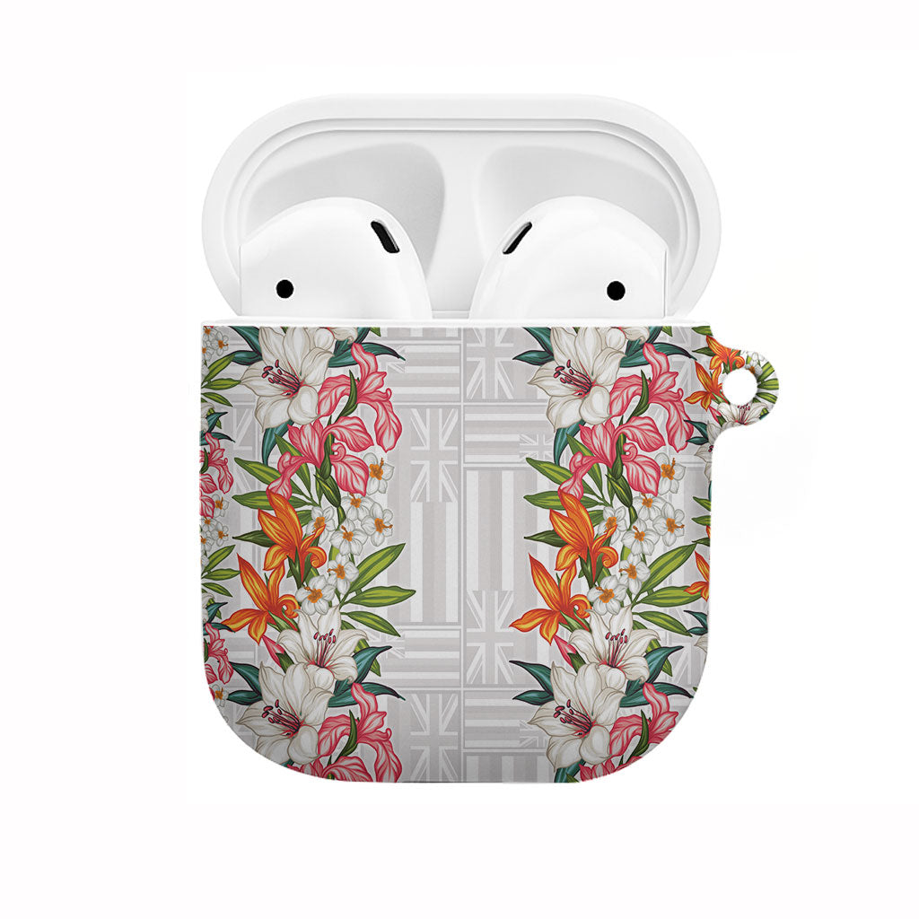 Hawaii Tropical Twist Lei AirPods Case Hawaiian Flag Motif LT9 White - Polynesian Pride